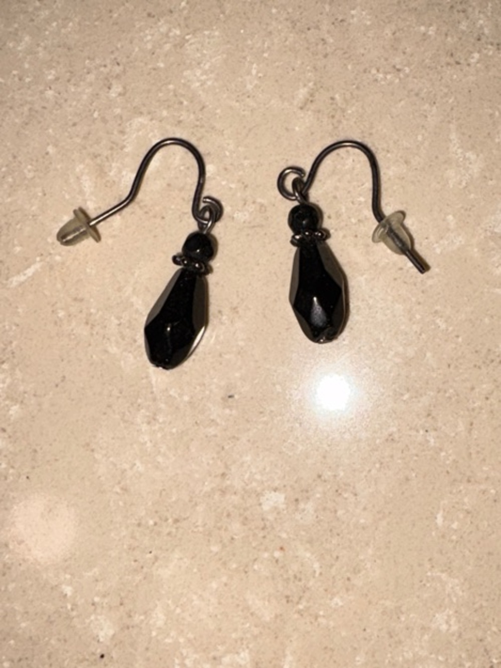 Delicate Black Teardrop Dangle Earrings - Women Jewelry